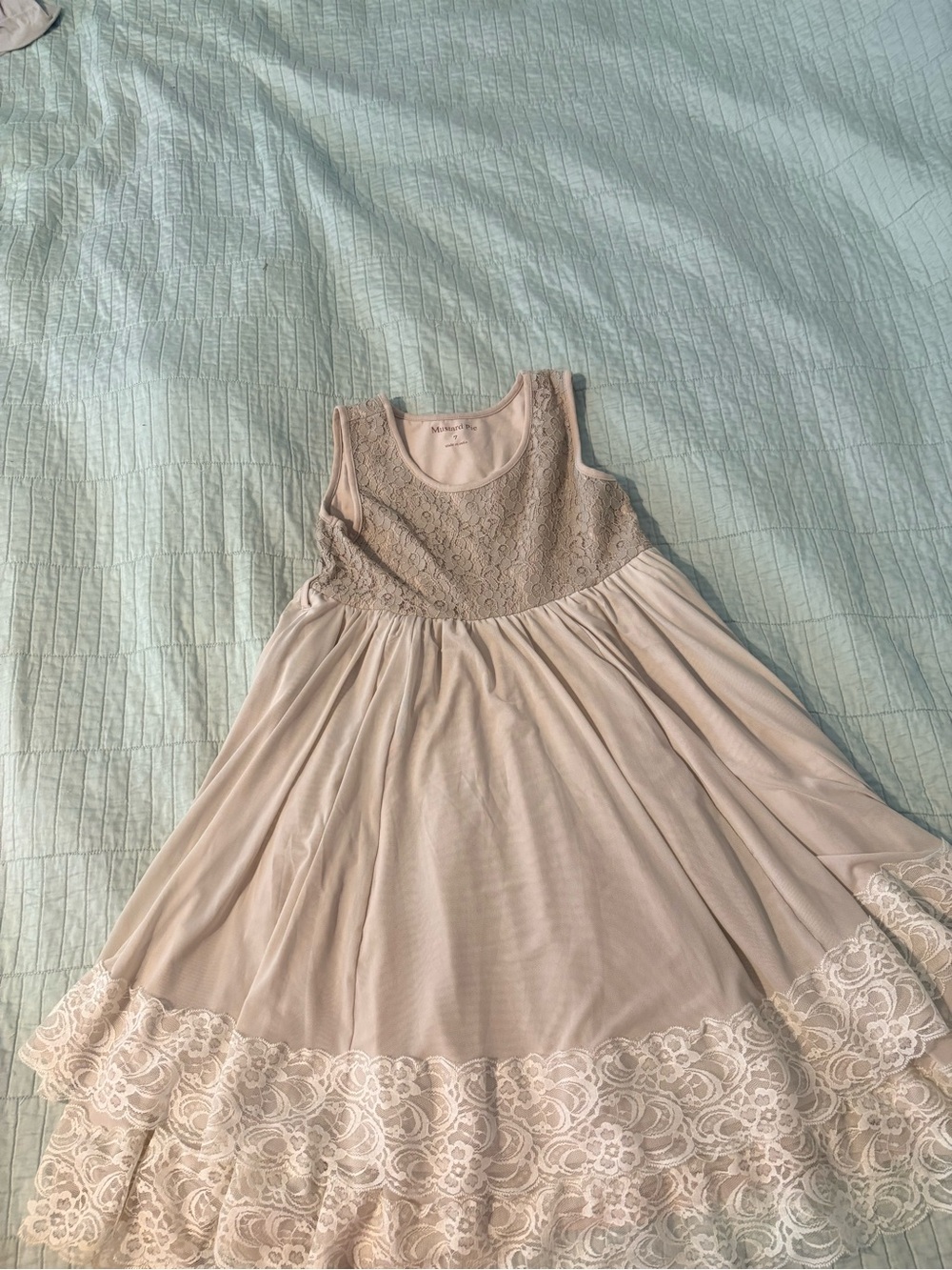 Mustard Pie Cream Lace Bodice A-Line Dress